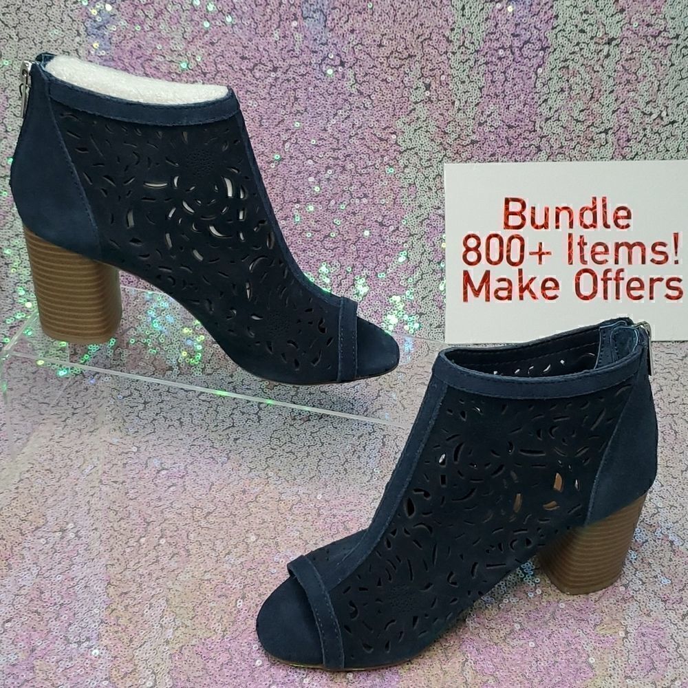 American Rag Glial Navy Suede Leather Booties Size 5 M